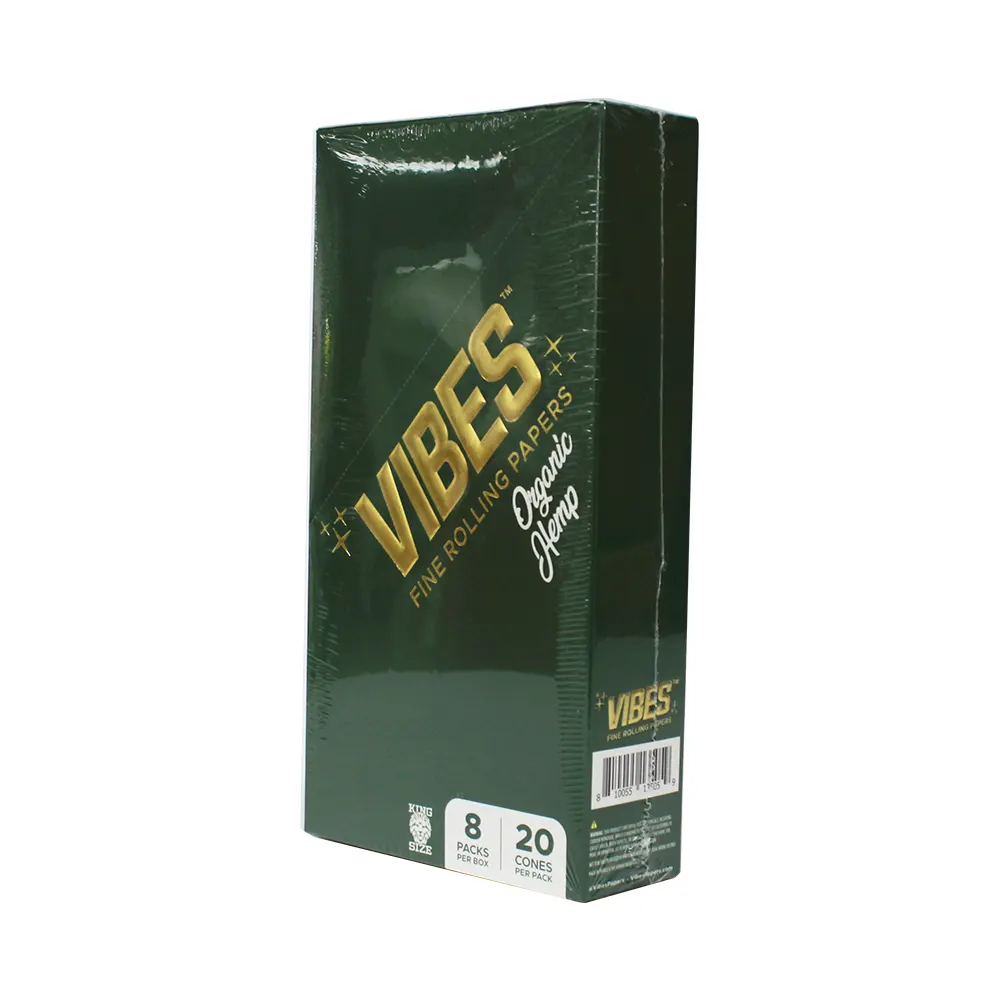 VIBES GREEN KING SIZE CONE 8 PACKS PER BOX