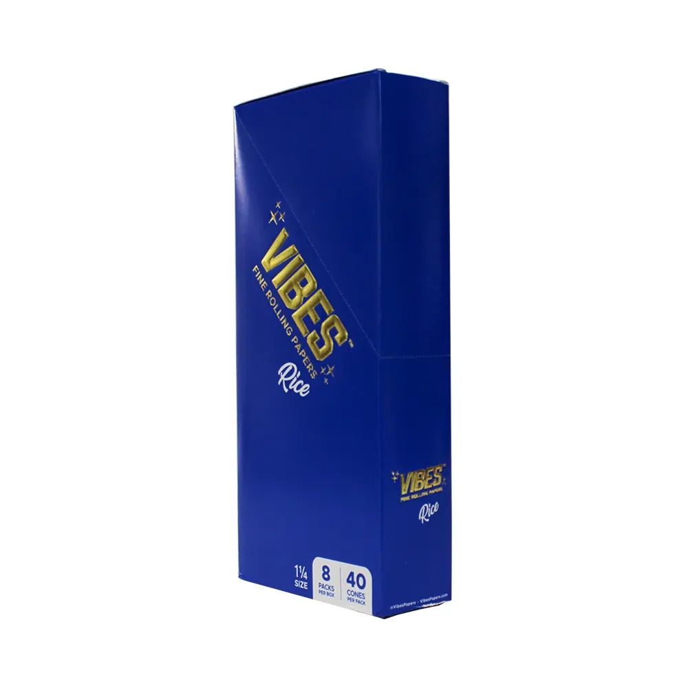 VIBES BLUE 1 1/4 CONE 8 PACKS PER BOX