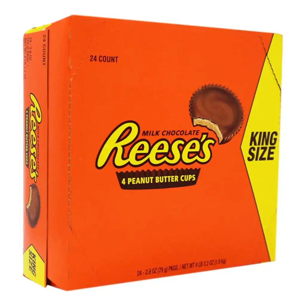 REESE'S 24-2.8 OZ 4 PEANUT BUTTER CUPS KING SIZE