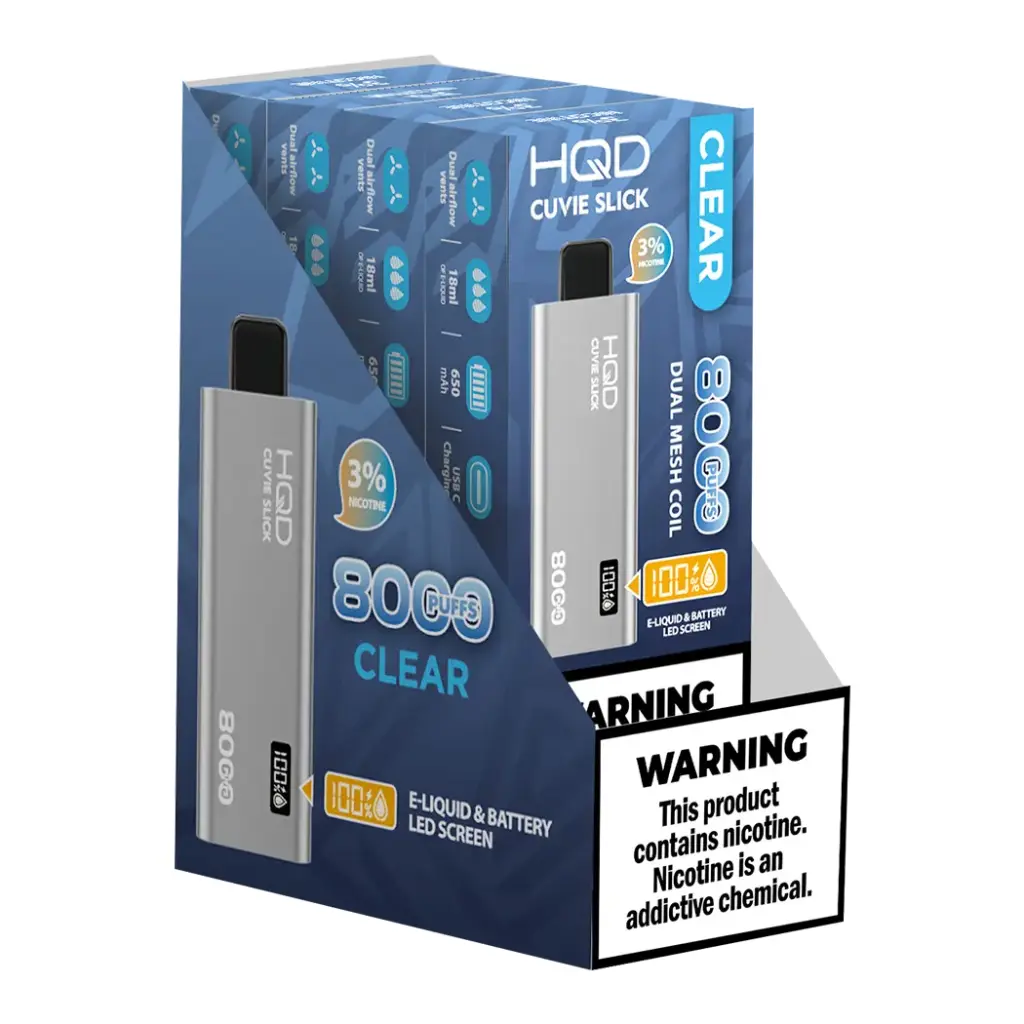 HQD SLICK CLEAR 3% 1X5PK DISPOSABLE (6000)
