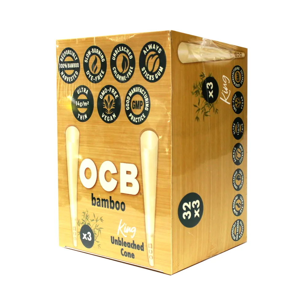 OCB BAMBOO KING SIZE CONE UNBLEACHED 32-3 PACKS